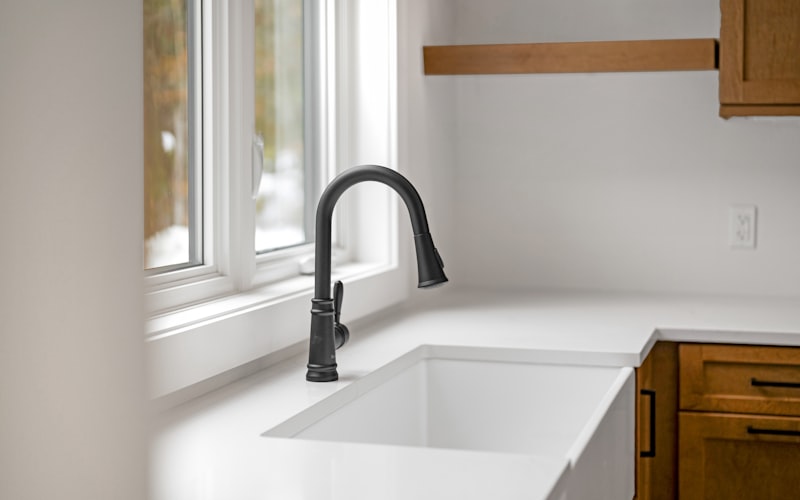 Modern kitchen sink with professional plumbing fixtures